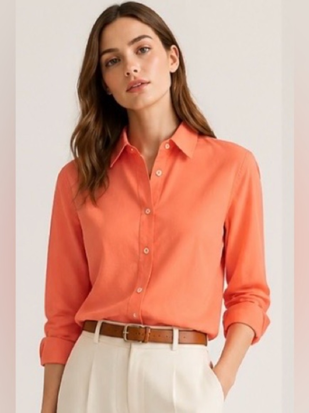 J CREW Shirt Top Blouse Indian Voile Popover Lightweight Orange 100% Cotton